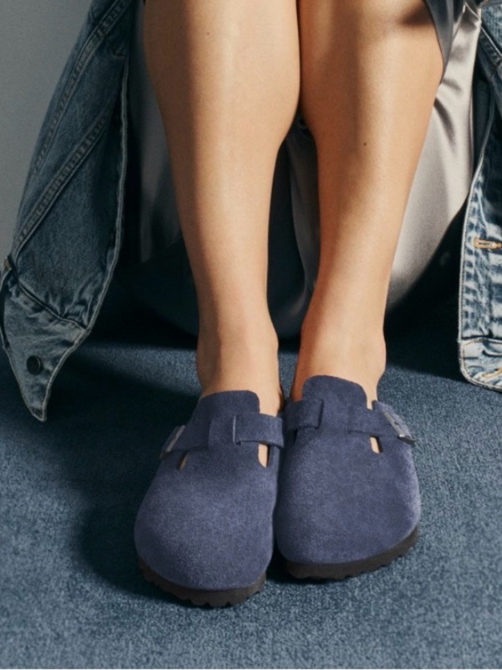 Birkenstock Boston suede clog new navy